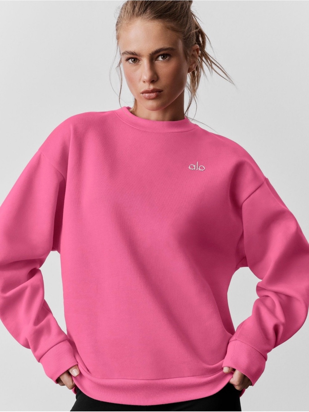 ALO Yoga Pink Oversized Crewneck Sweatshirt. Size M